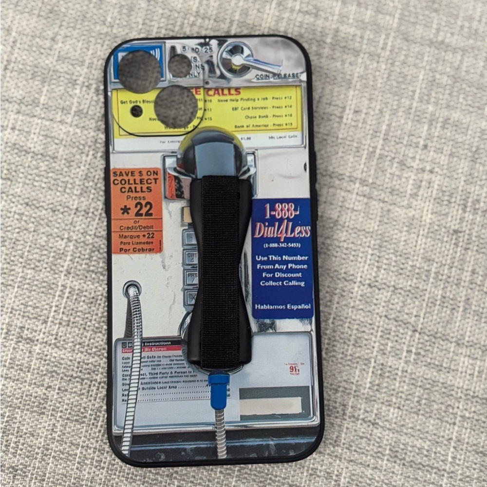 Retro Payphone Design Phone Case w/Grip Handle